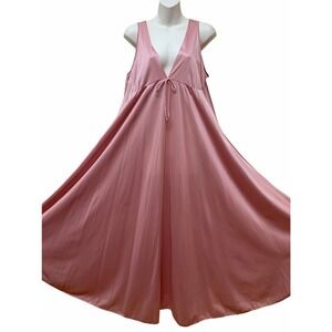 Vtg Elise Stevens Long Full Sweep Silky Satin Nylon Nightgown Negligee Gown M